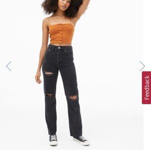black aeropostale ripped, baggy 90’s jeans